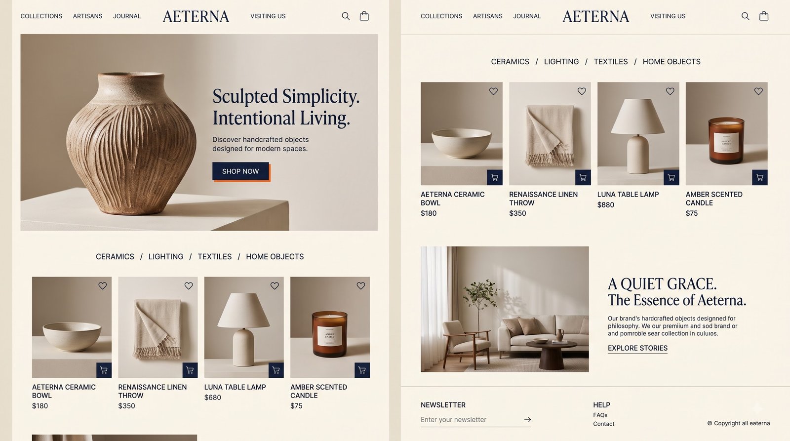 E-Commerce Store — fictional website design concept