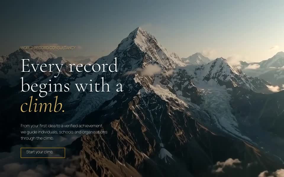 PeakPoint Records opening headline, Every record begins with a climb, over moving Himalayan peaks